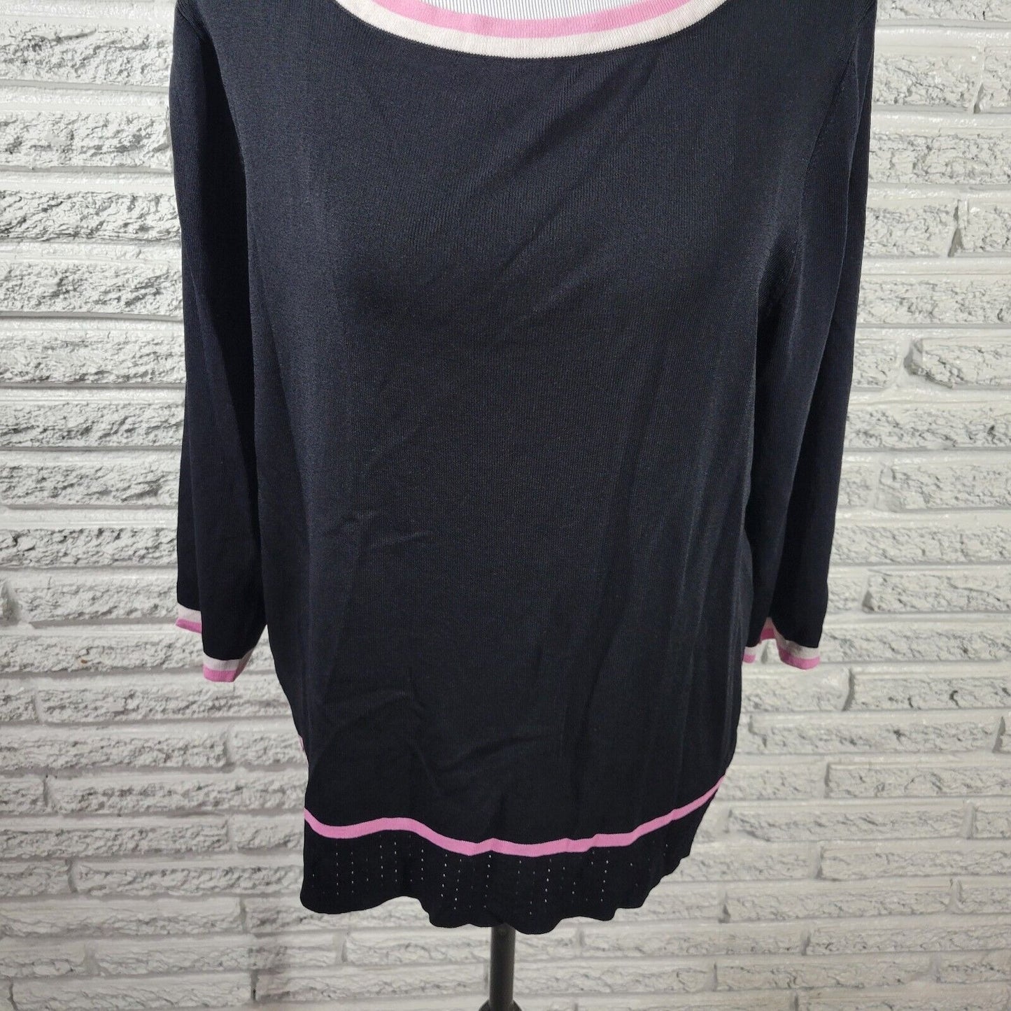 Grace Dane Lewis Women Top 1X Plus 3/4 Sleeve Knit Office Casual Comfy Stretch