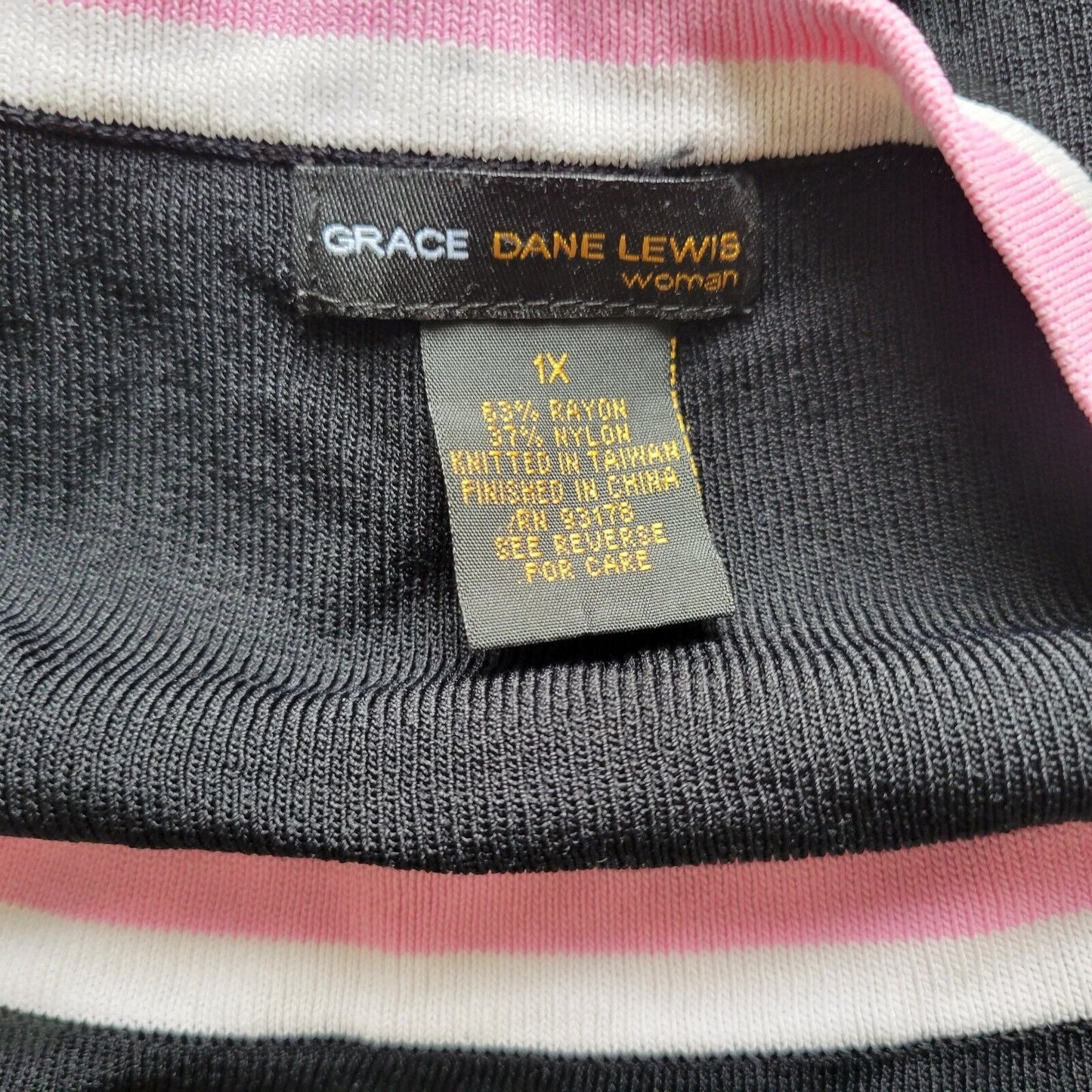 Grace Dane Lewis Women Top 1X Plus 3/4 Sleeve Knit Office Casual Comfy Stretch