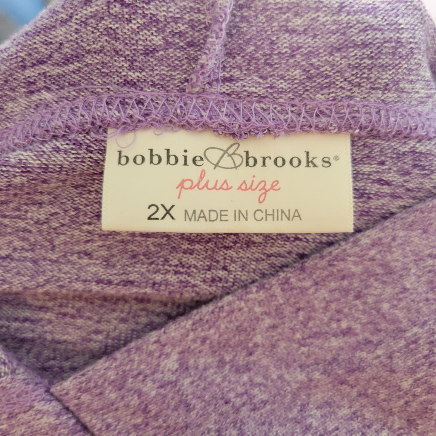 Bobbie Brooks Womens Top 2X Plus Hoodie Lightweight Lavender Soft Slit Comfy