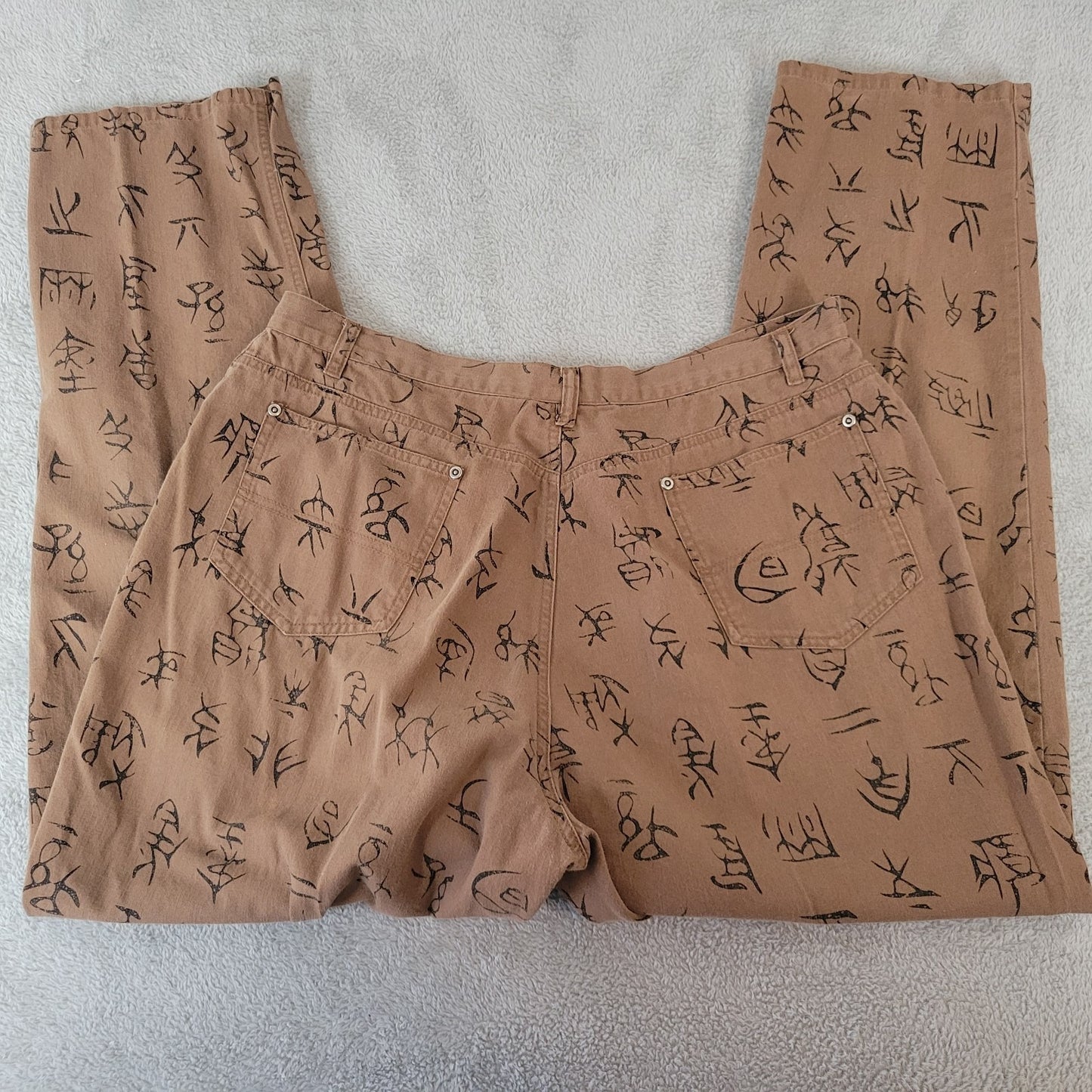 Chicos Design Womens Pants 3 Standard 16 Brown Tribal Print Zip Fly Lightweight