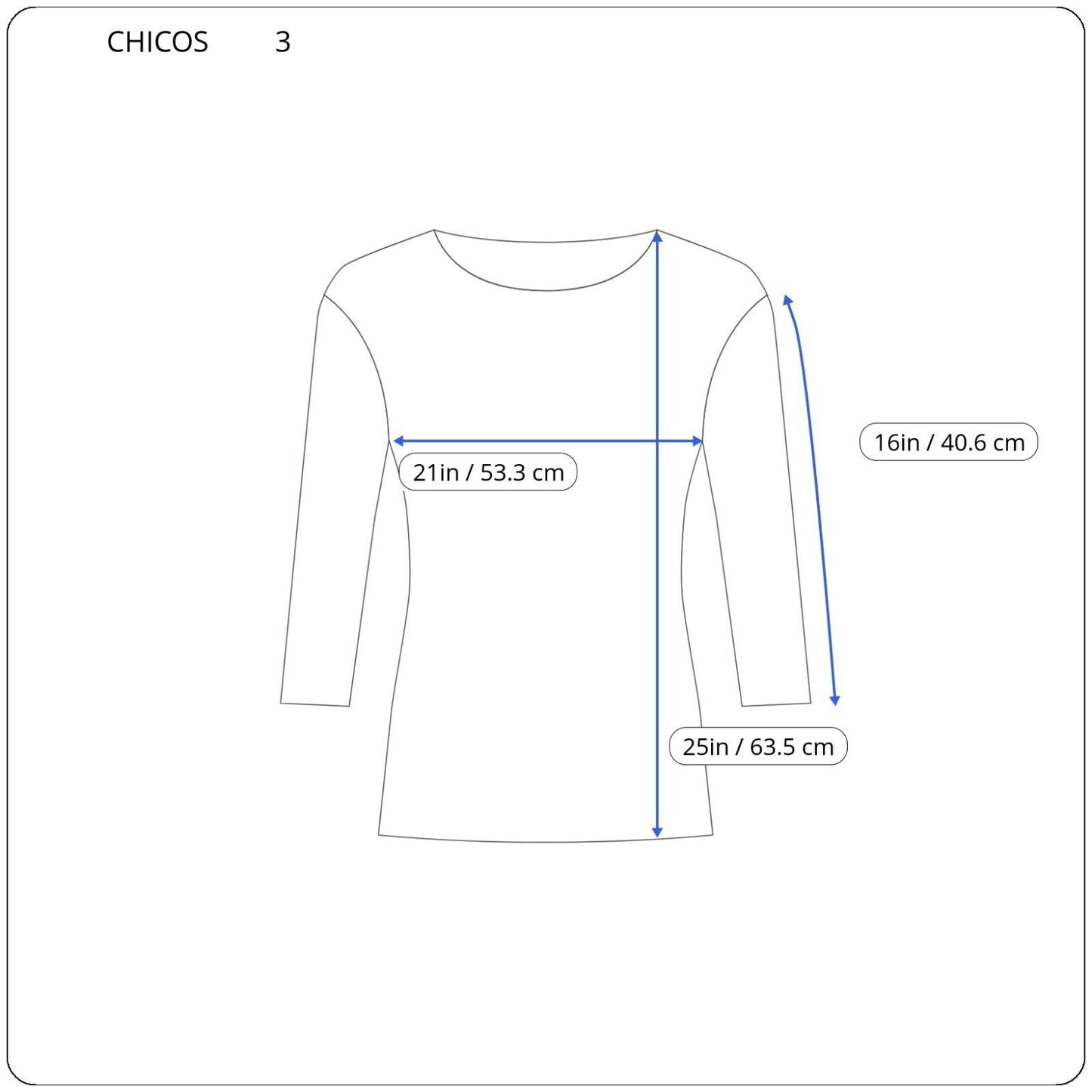 Chicos Womens Top 3 Standard XL 3/4 Sleeve Brown Geometric Pockets Casual Cotton