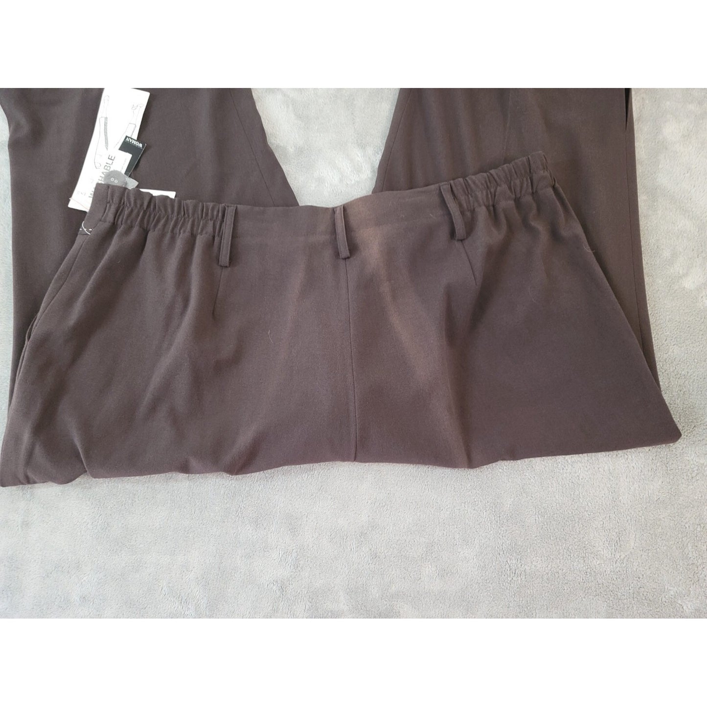 Larry Levine Women Pants 18W Plus Crop Brown Button Hem Poly Blend Pockets New