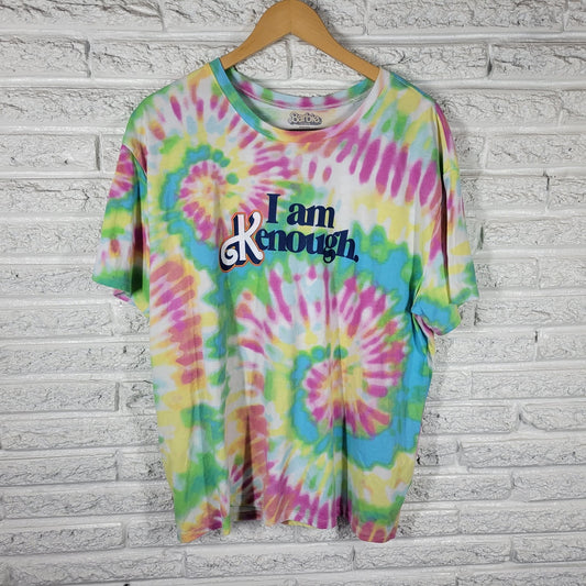 Barbie I Am Kenough Women's XXL Multicolor Tie-Dye T-Shirt Cotton Blend Crew