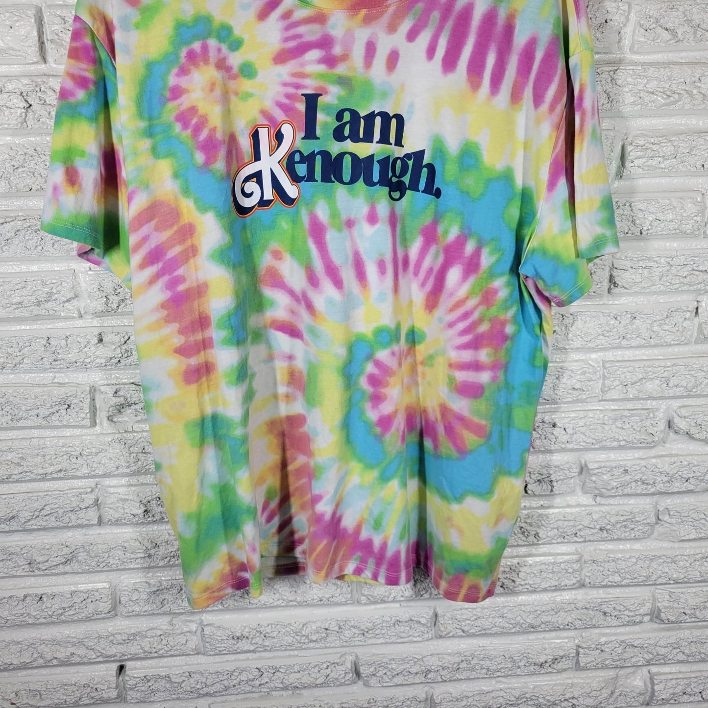 Barbie I Am Kenough Women's XXL Multicolor Tie-Dye T-Shirt Cotton Blend Crew