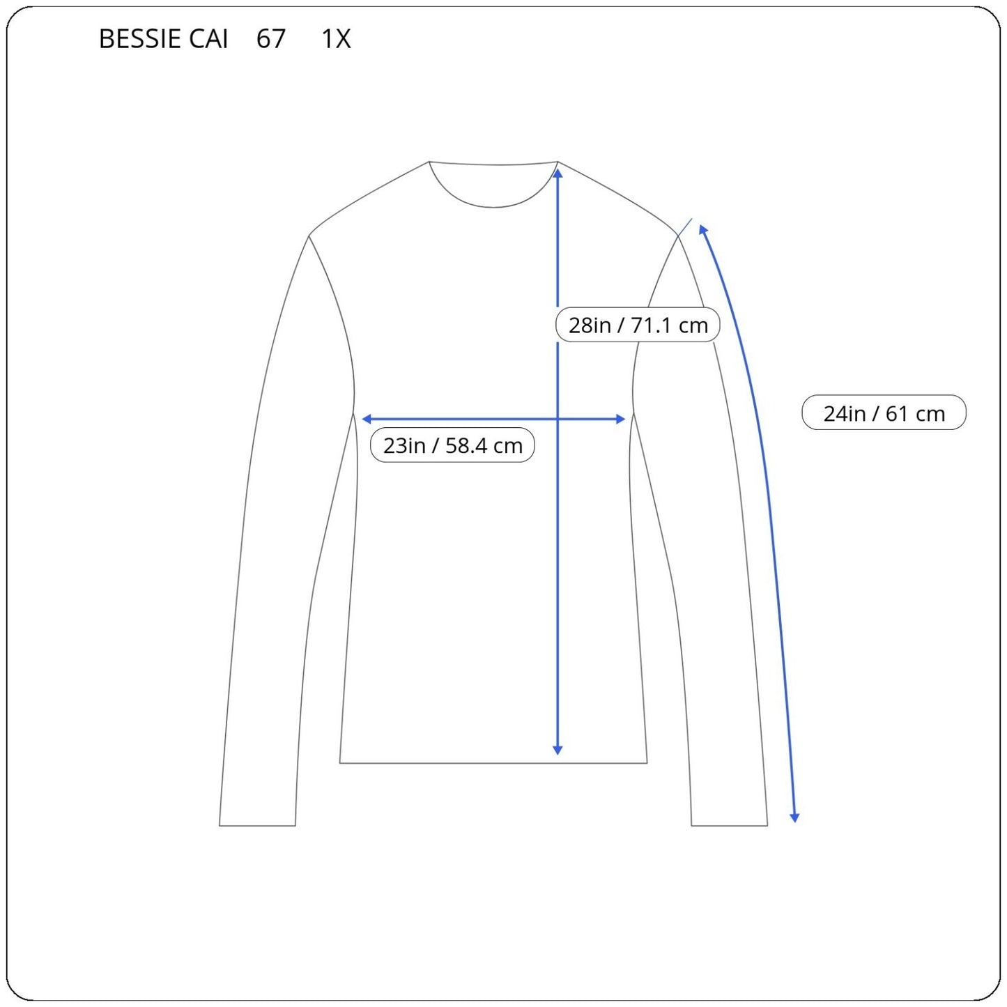 Bessie Cai Womens Top 1X Plus Long Sleeve Blue Floral Poly Blend Casual Comfy