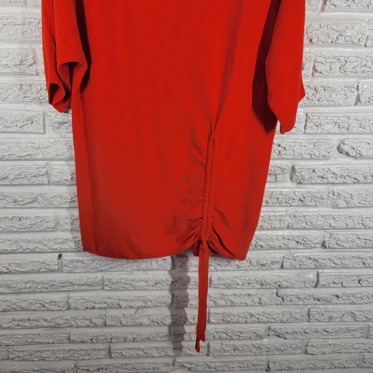 Ashley Stewart Womens Top 18 20 Plus Tunic Swim Coverup Orange Ruched Soft Comfy