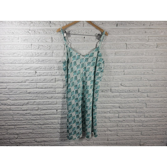 Cabernet Women's XL Nightgown Chemise V-Neck Spaghetti Strap Blue Geometric