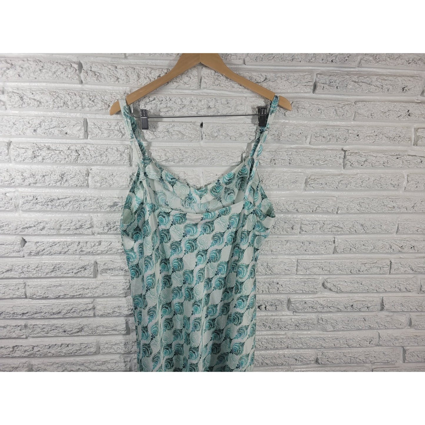 Cabernet Women's XL Nightgown Chemise V-Neck Spaghetti Strap Blue Geometric