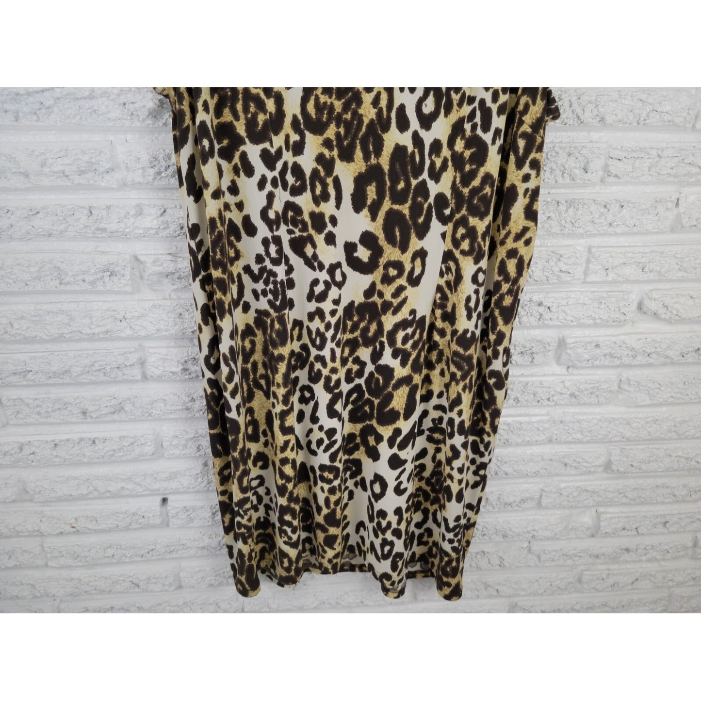 Nina Leonard Women Dress Extra Large Mini Sleeveless Shift Brown Animal Print