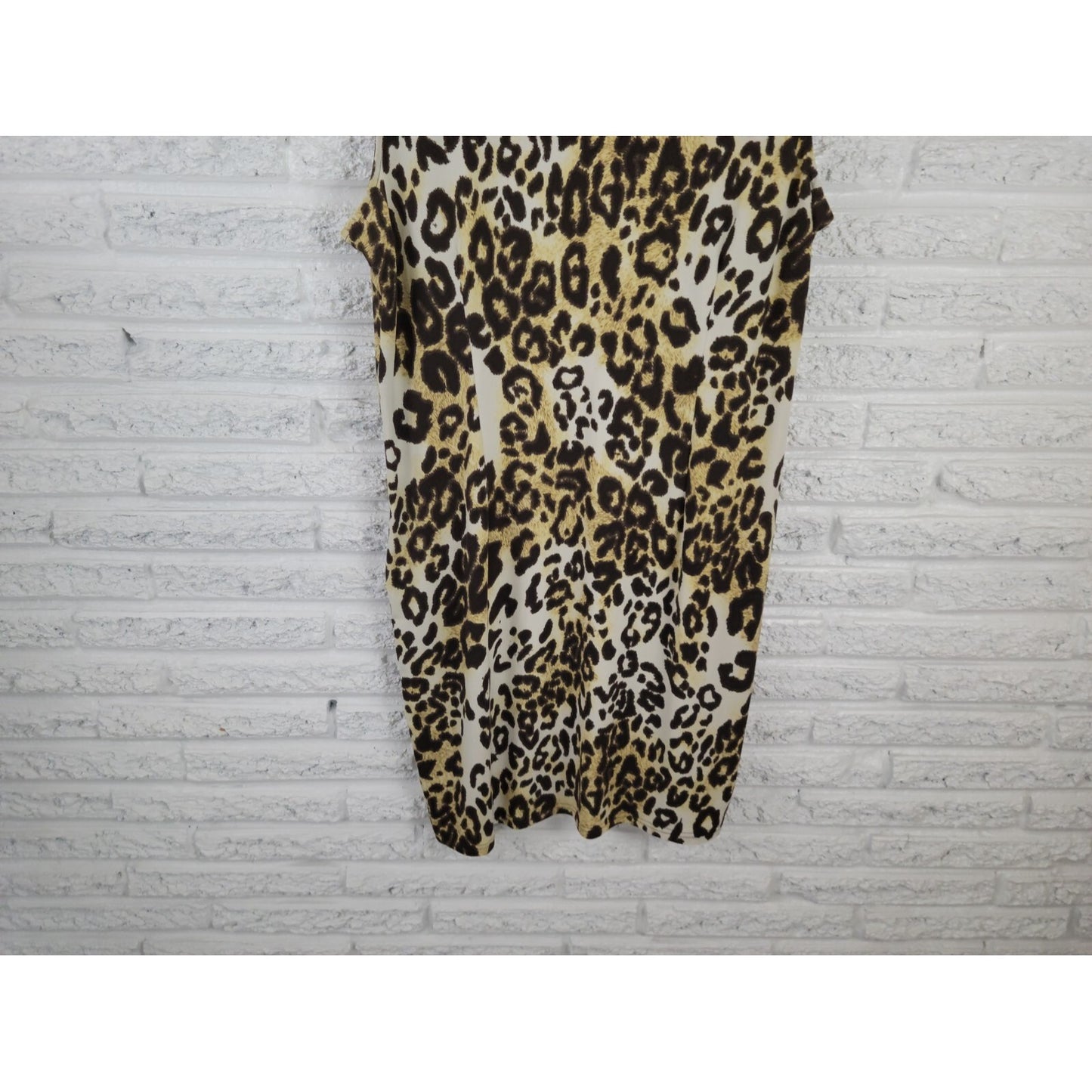 Nina Leonard Women Dress Extra Large Mini Sleeveless Shift Brown Animal Print