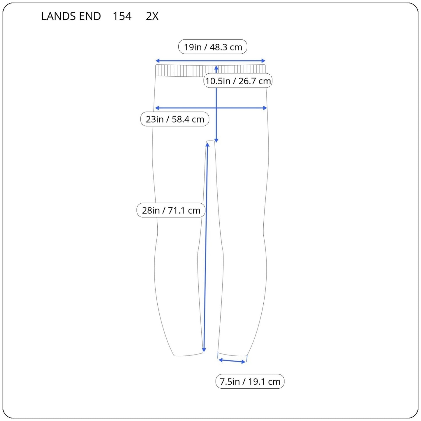 Lands End Womens Pants 2X Plus Starfish Slim Leg Pull On Brown Comfy Casual