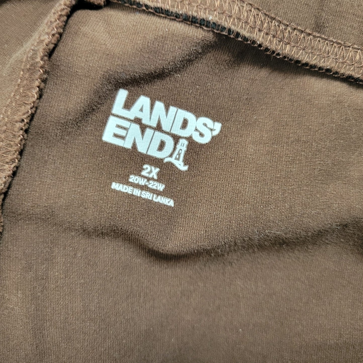 Lands End Womens Pants 2X Plus Starfish Slim Leg Pull On Brown Comfy Casual
