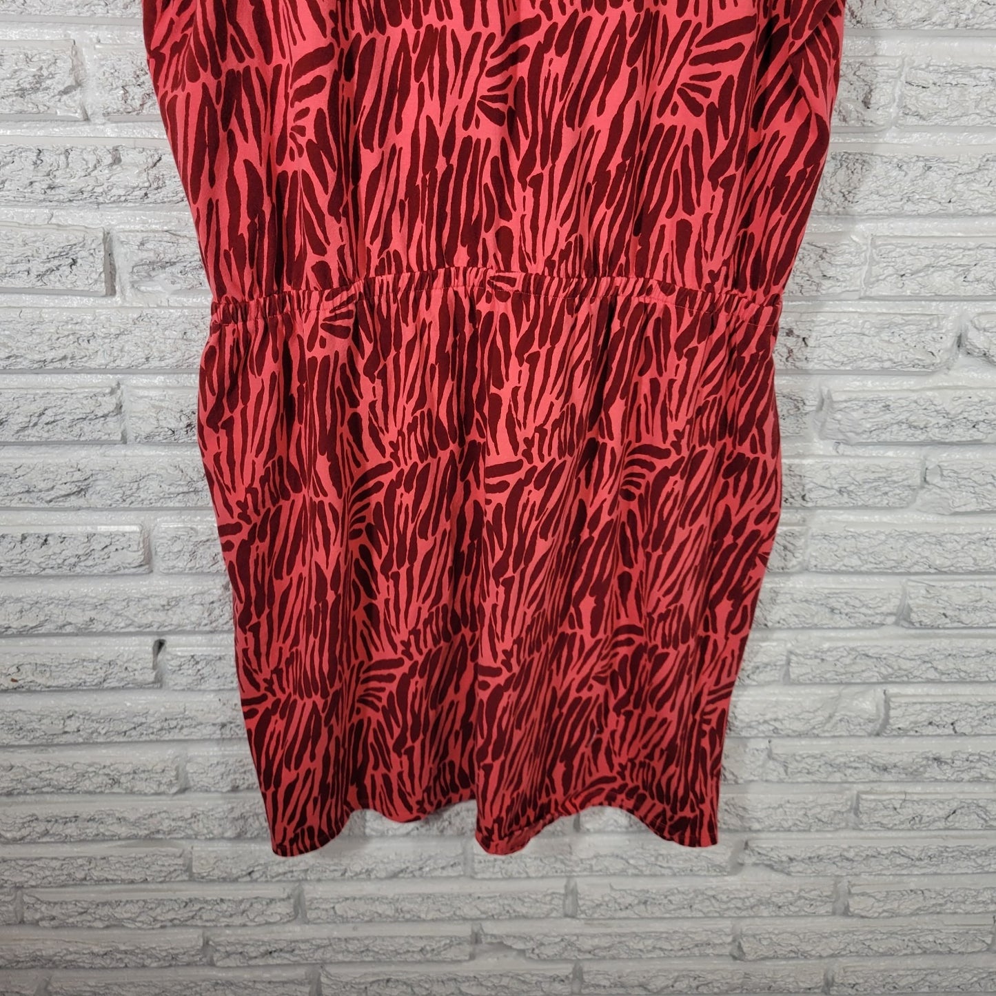 Liz Claiborne Womens Dress 1X Plus Fit Flare Short Sleeve Pink Animal Print