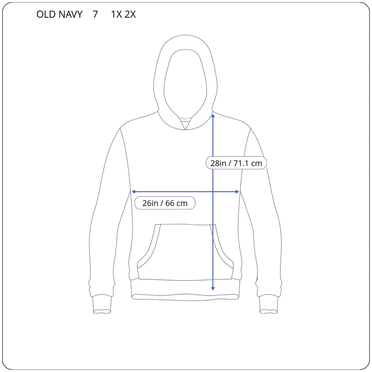 Old Navy Sweatshirt Men XL Women 1X 2X Plus Hoodie Blue Soft Pockets Activewear