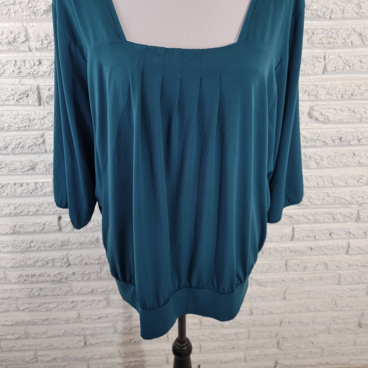 Worthington Womens Top Extra Large Dolman Sleeve Green Poly Blend Square Neck