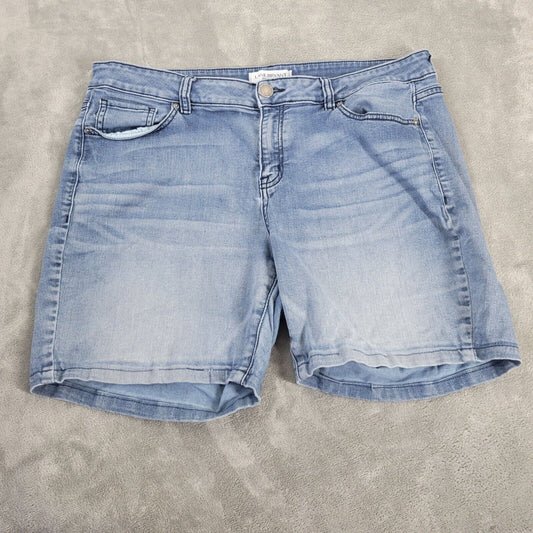 Lane Bryant Women Shorts 18 Medium Blue Denim Zip Fly Cotton Blend Stretch Comfy