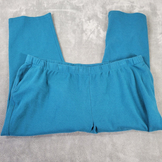 Lands End Womens Pants 3X Capri Sport Knit Jogger Activewear Blue Cotton Blend