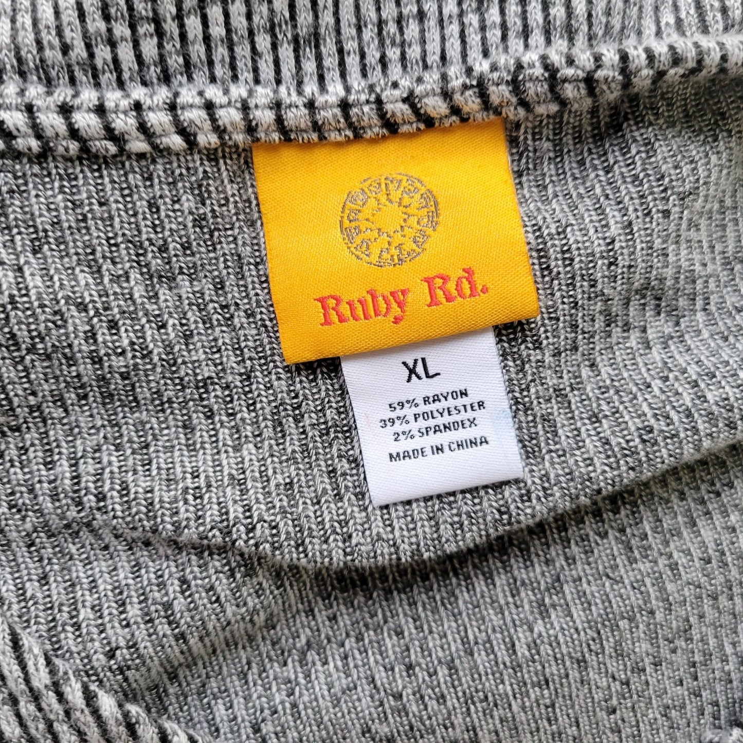 Ruby Rd Womens Sweater XL Long Sleeve Gray Ribbed Keyhole Casual Travel Comfy