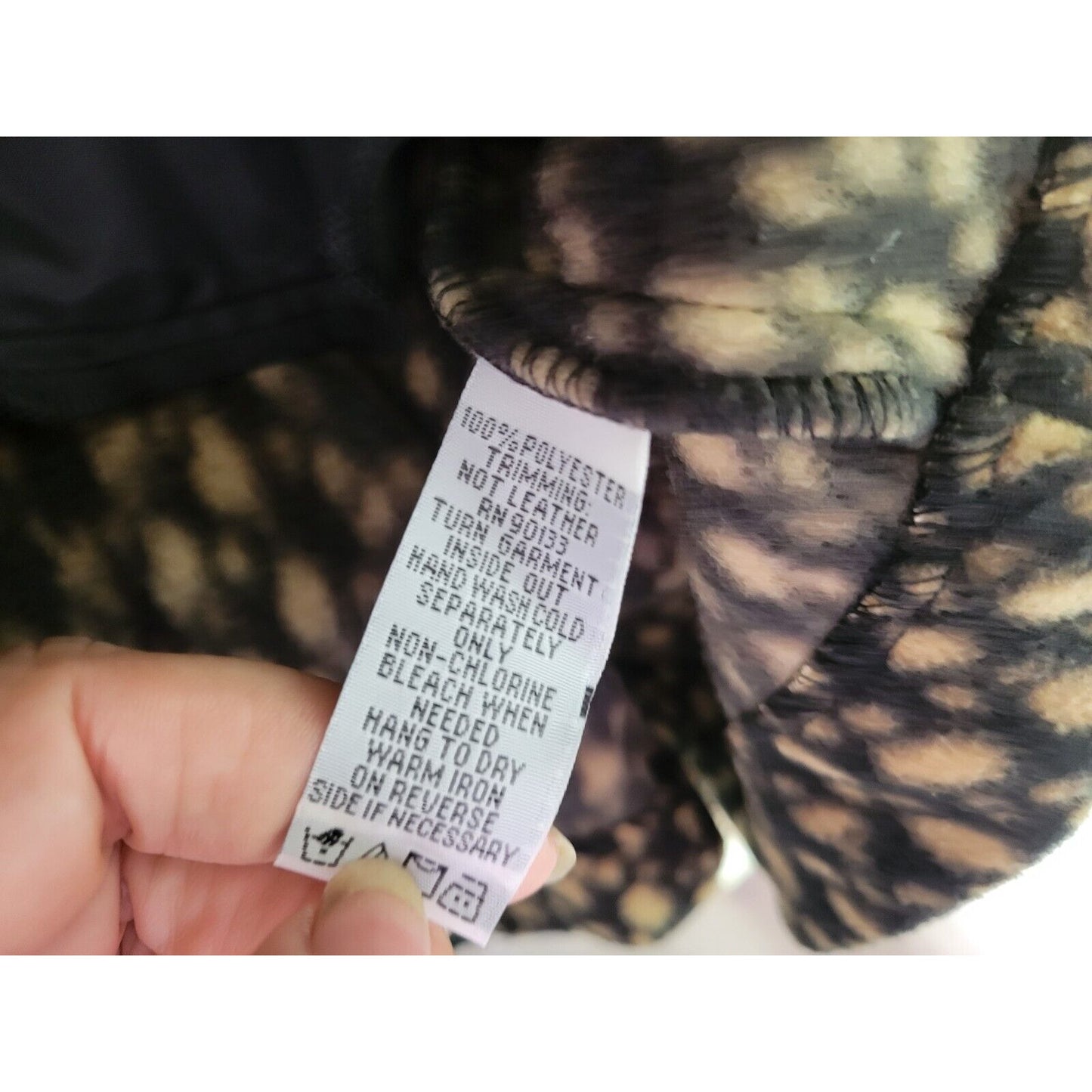 Bob Mackie Wearable Art Womens Jacket 1X Full Zip Fleece Black Animal Print