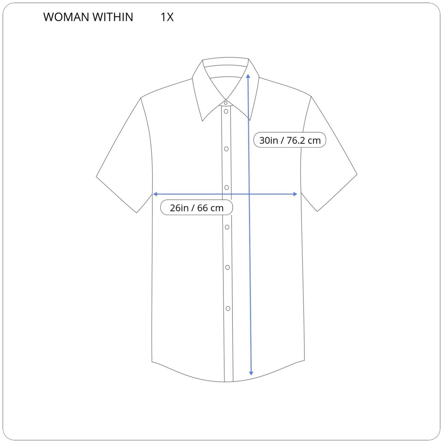 Woman Within Women Top 1X 22 24 Short Sleeve Blue White Plaid Lightweight Cotton