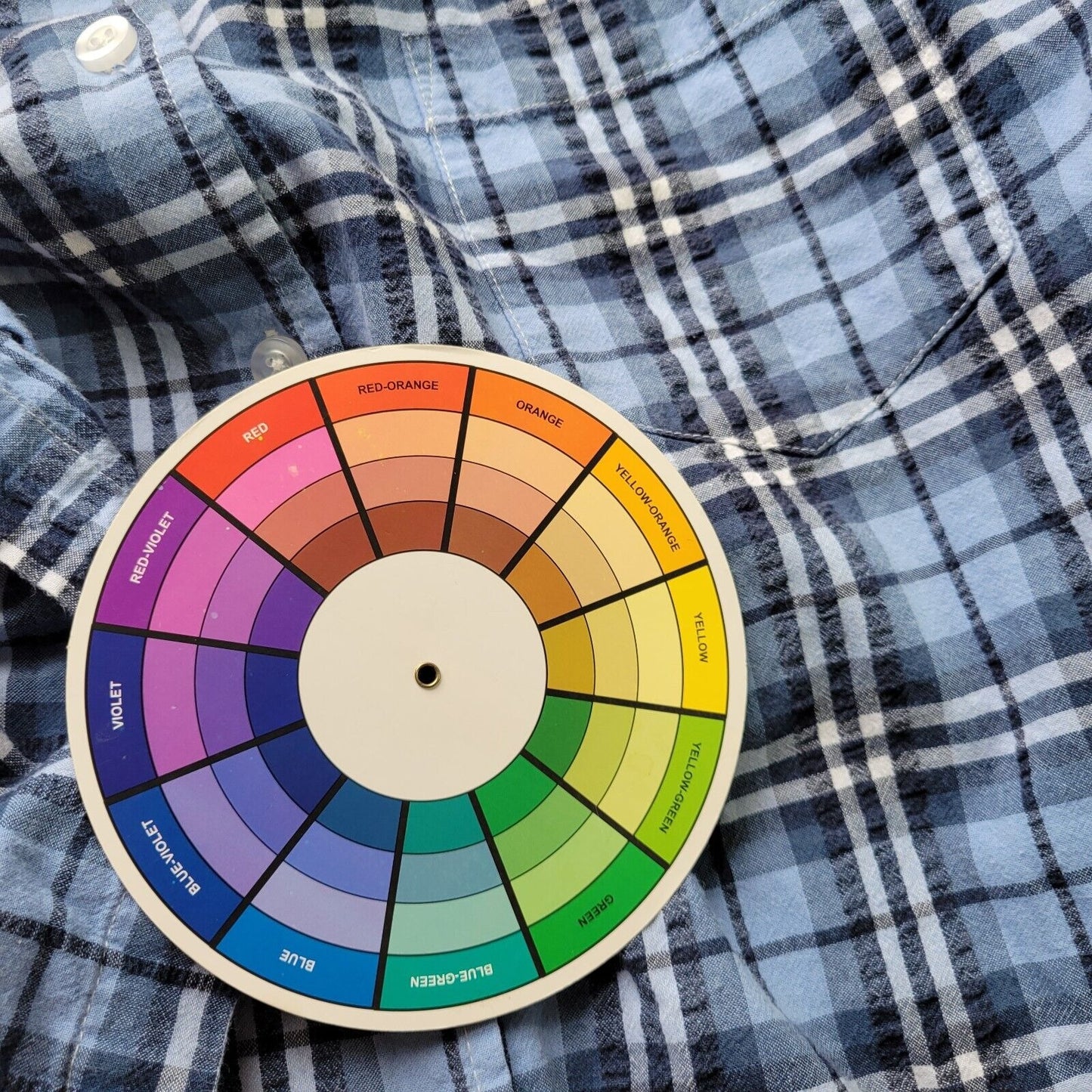 Woman Within Women Top 1X 22 24 Short Sleeve Blue White Plaid Lightweight Cotton