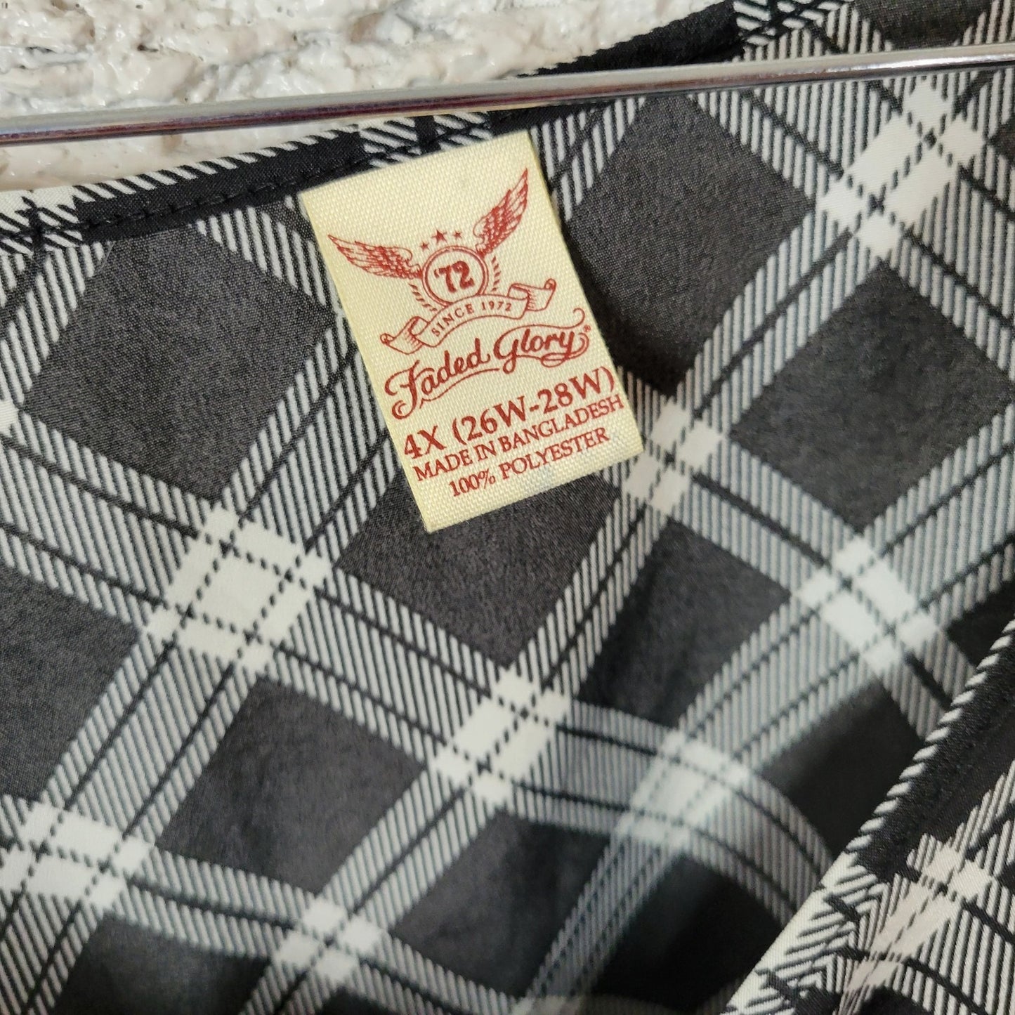 Faded Glory Womens Top 4X Plus Tank Sleeveless Black Plaid Comfy Lightweight