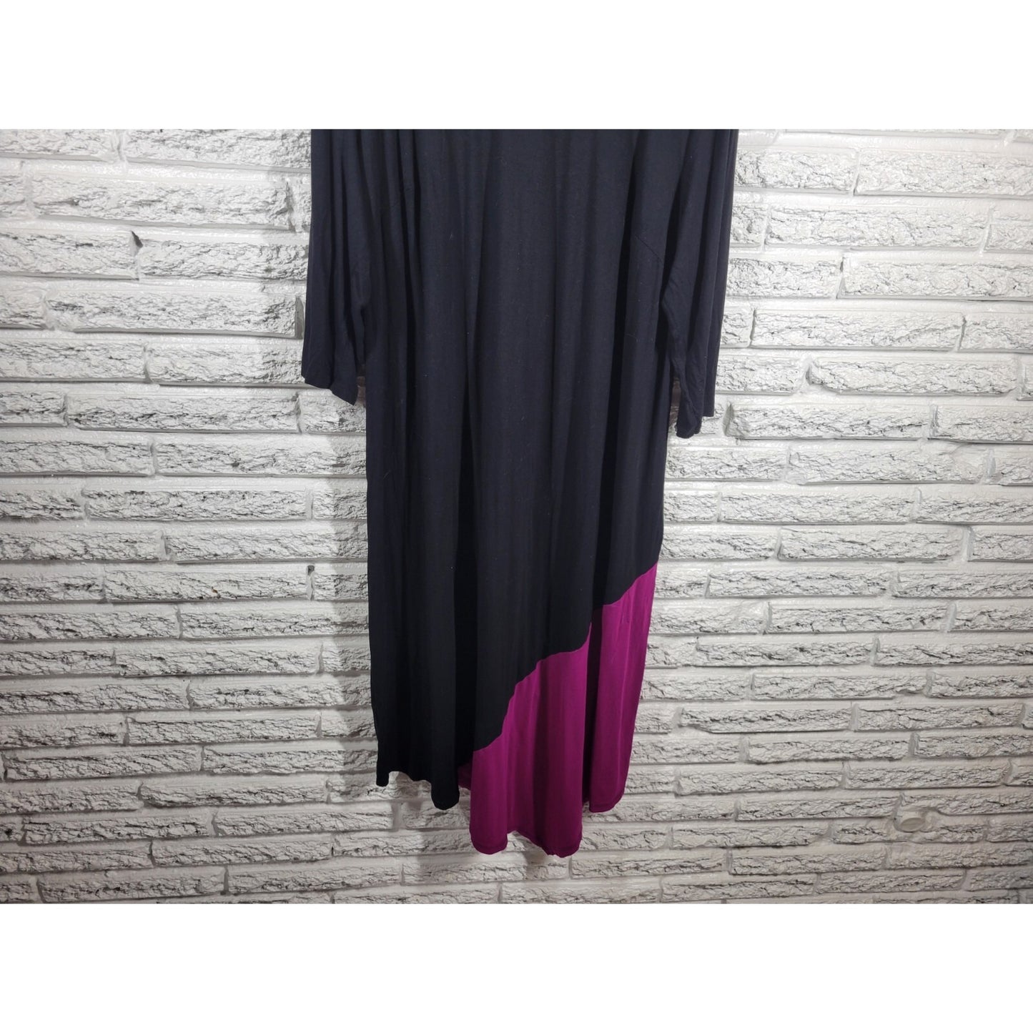 Catherines Womens Dress 1X Plus Short Sleeve Purple Color Block Rayon Blend