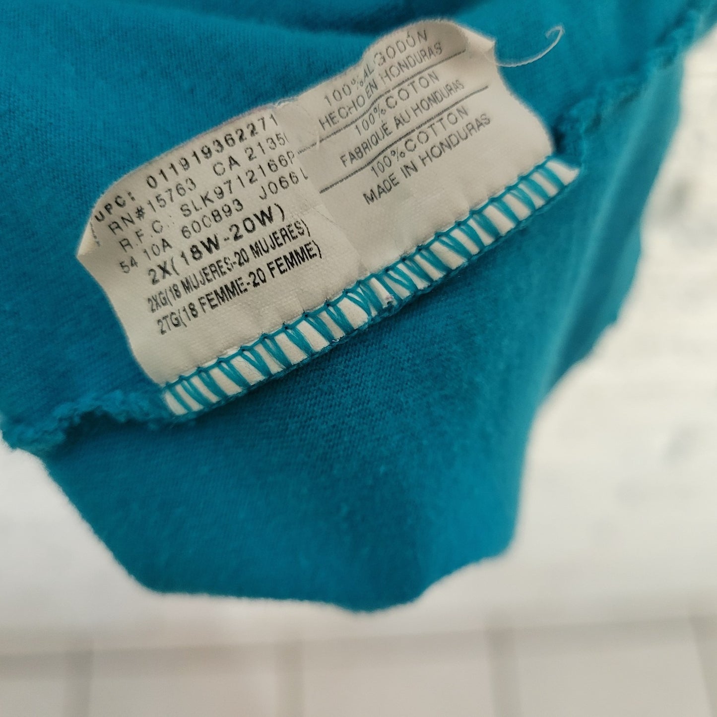 Just My Size Womens Top 2X Plus Tee Short Sleeve Blue Floral Glitter Cotton