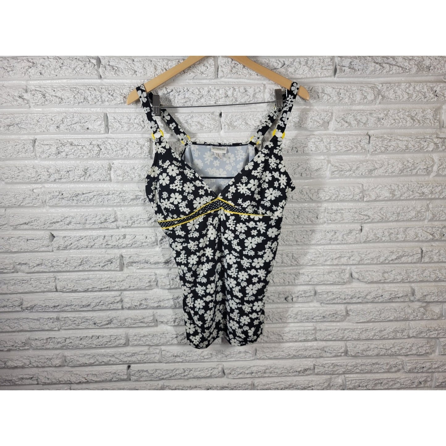 Motherhood Maternity Womens Swim Top Extra Large XL Spaghetti Black Floral Bra