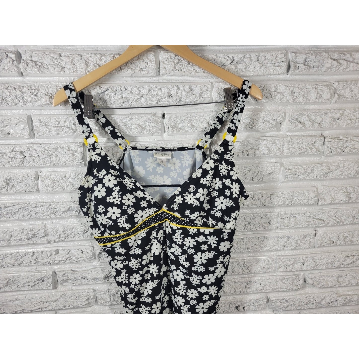 Motherhood Maternity Womens Swim Top Extra Large XL Spaghetti Black Floral Bra