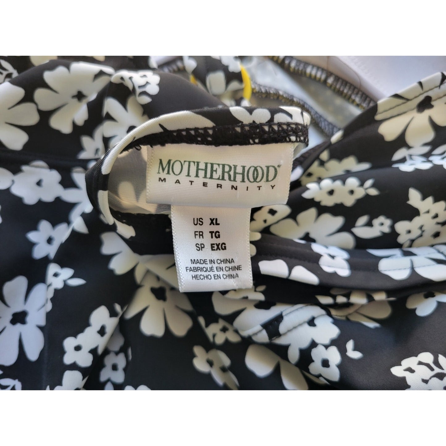 Motherhood Maternity Womens Swim Top Extra Large XL Spaghetti Black Floral Bra