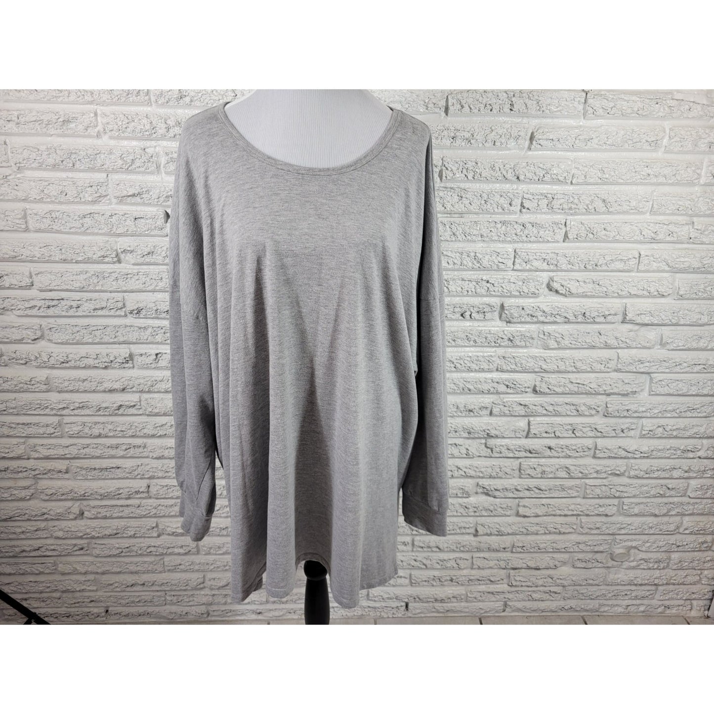 Lane Bryant Womes Sweatshirt 34 36 Plus Long Sleeve Knit Tunic Cotton Blend Gray