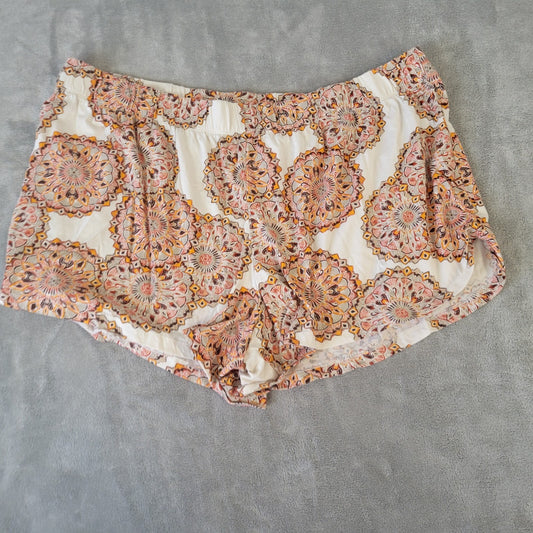 Cacique Women's Pajama Sleep Shorts 22/24 Plus Orange Gray Geometric Cotton