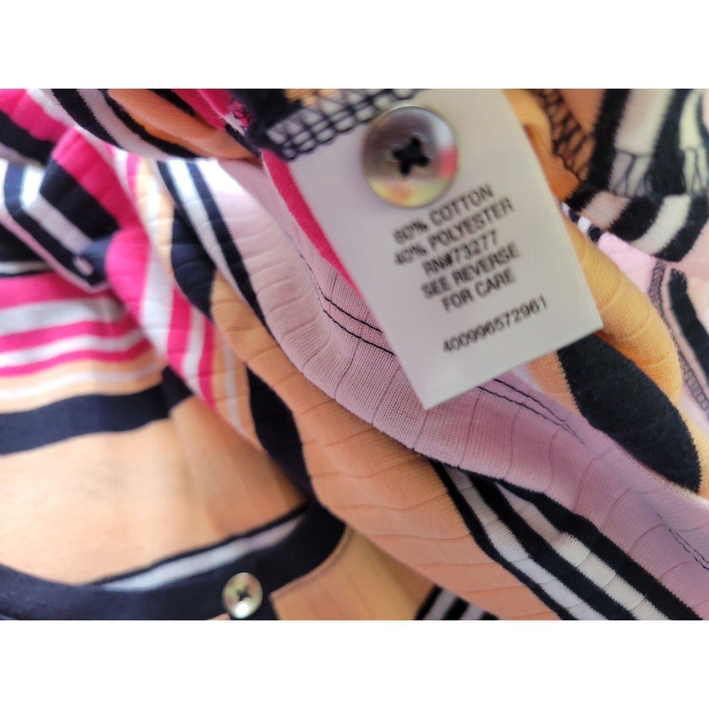 Croft Barrow Womens Top 2X Plus Tee Short Sleeve Pink Stripe Knit Cotton Blend