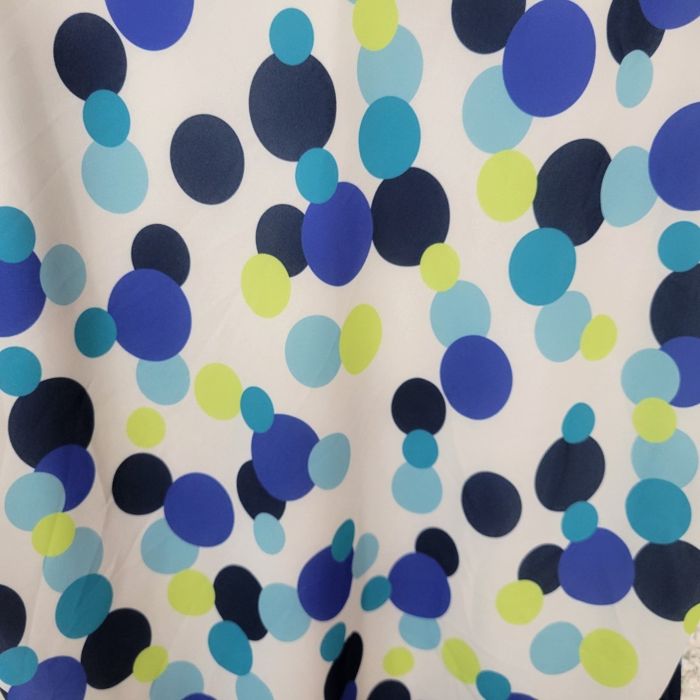 Chadwicks Women Top 1X Plus Tank Blue Green Polka Dots Lined Back Keyhole Office