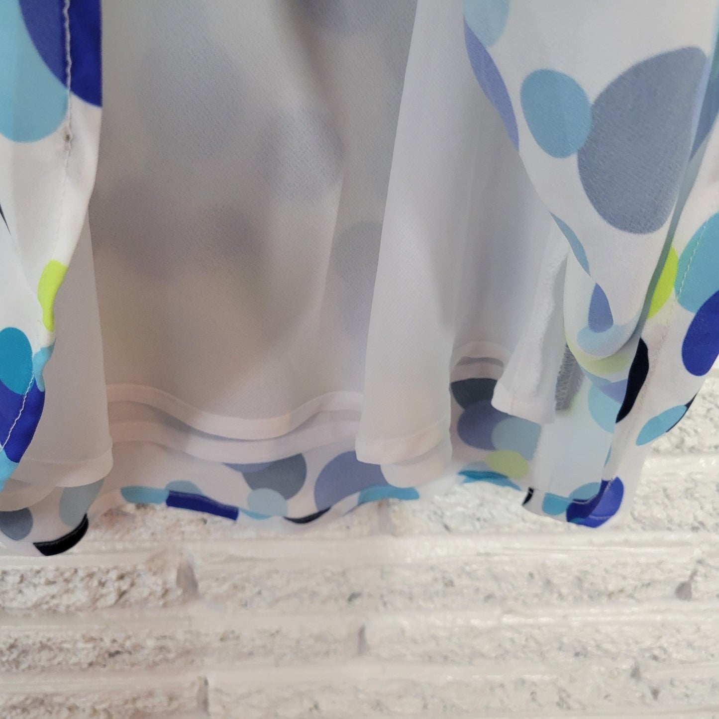 Chadwicks Women Top 1X Plus Tank Blue Green Polka Dots Lined Back Keyhole Office