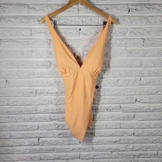 Old Navy Womens Swimsuit Extra Large One Piece Orange Lined Criss Cross Bra Pads