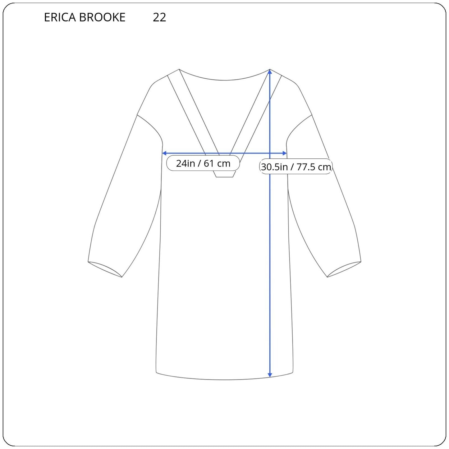 Erica Brooke Women's 22 Plus Size Tunic Top Blouse Blue Geometric Ruched