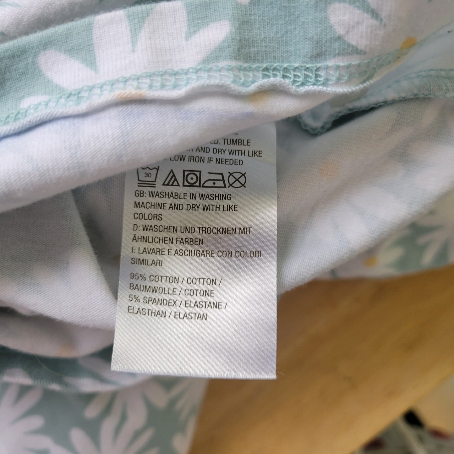 Denim Co Women Top 2X Plus Tee Short Sleeve Blue Daisies Cotton Blend Knit Comfy