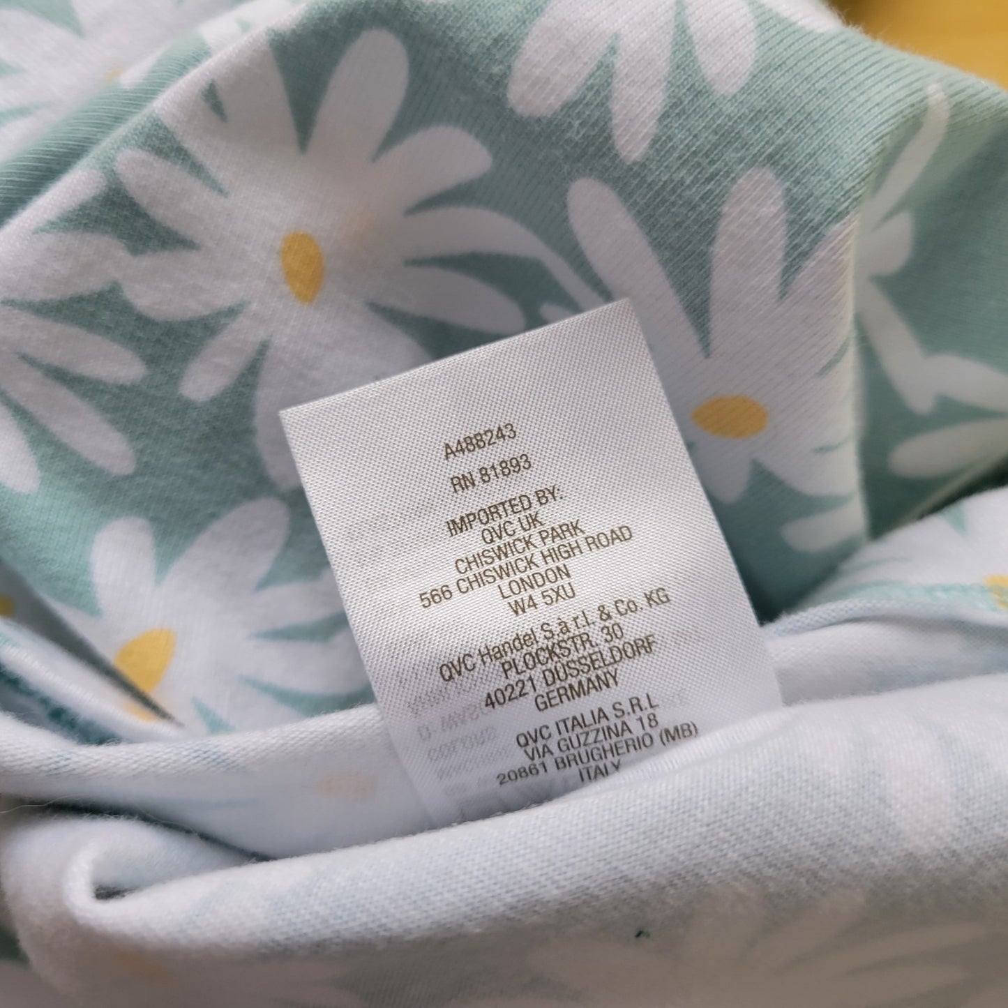 Denim Co Women Top 2X Plus Tee Short Sleeve Blue Daisies Cotton Blend Knit Comfy