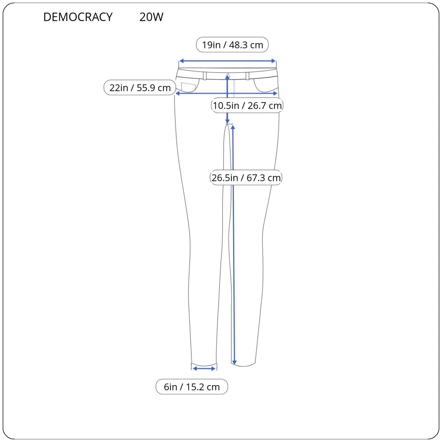 Democracy Womens Jeans 20W Plus Absolution Cropped Dark Blue Denim Tapered Zip