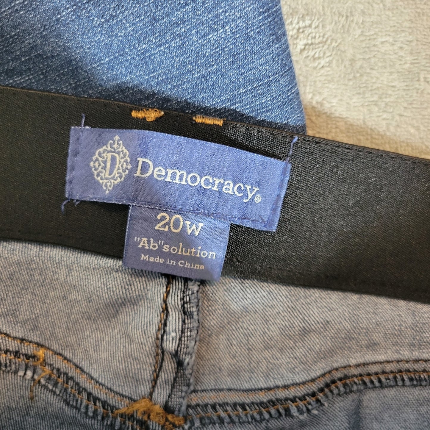 Democracy Womens Jeans 20W Plus Absolution Cropped Dark Blue Denim Tapered Zip