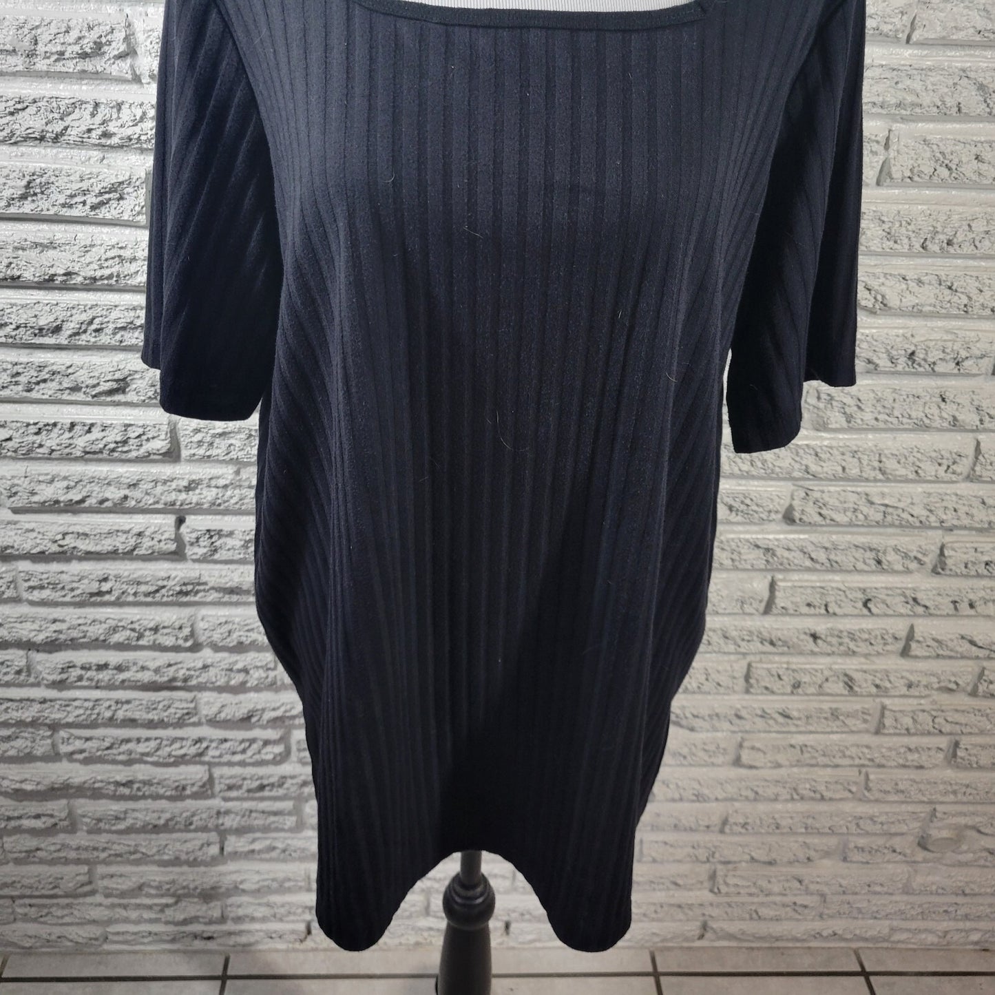 Roamans Womens Top 1X Plus Short Sleeve Black Knit Poly Blend Comfy Casual
