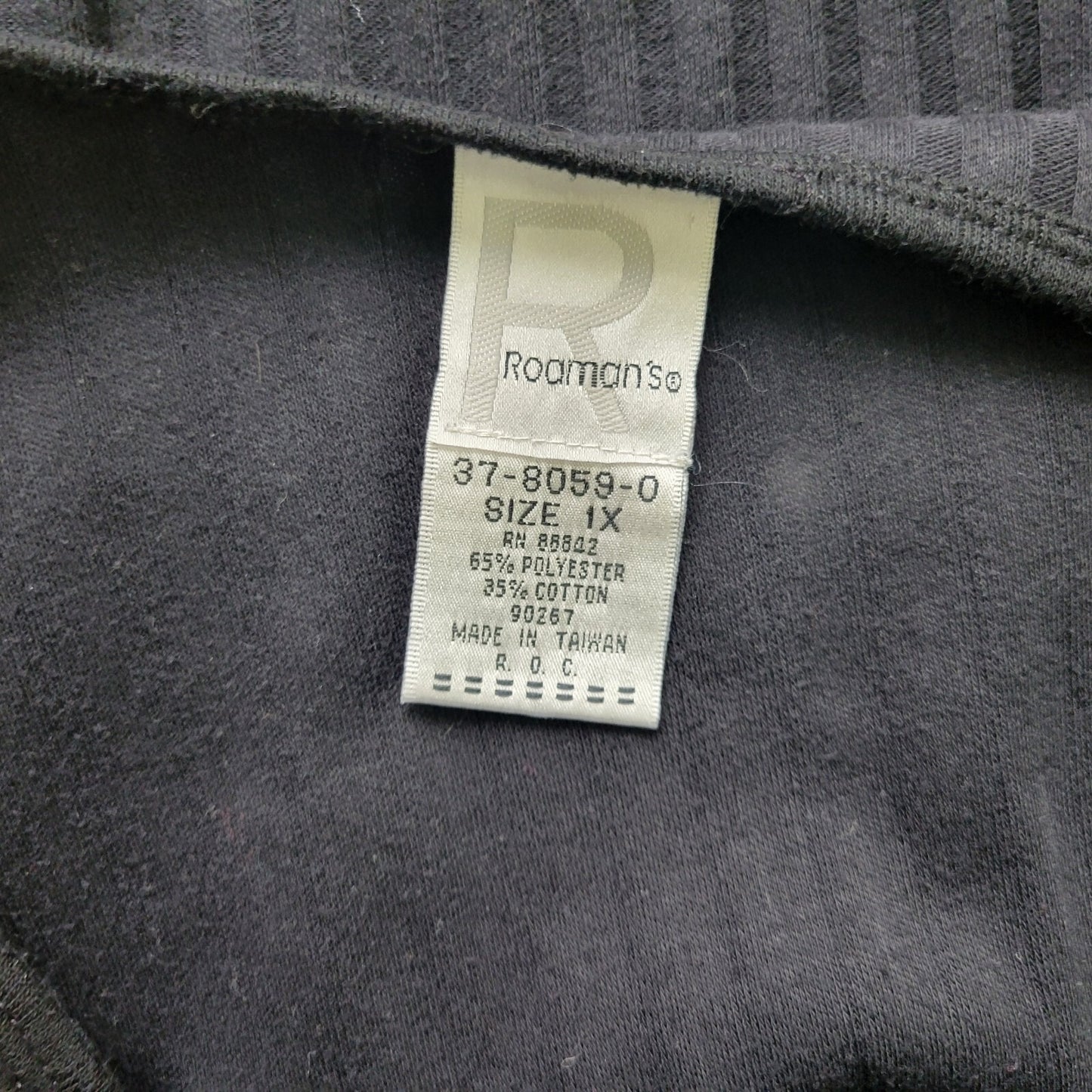 Roamans Womens Top 1X Plus Short Sleeve Black Knit Poly Blend Comfy Casual