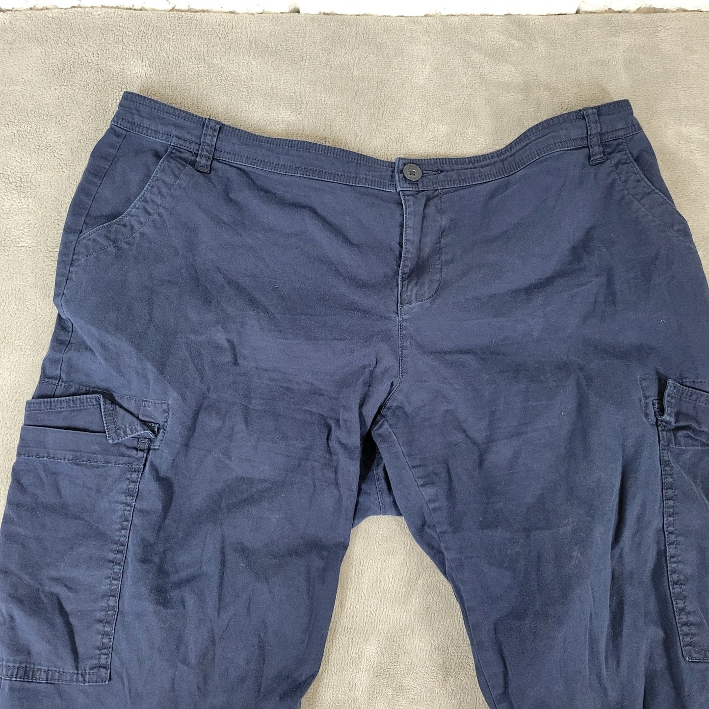 Chaps Womens Pants 16W Plus Cargo Capri Blue Zip Fly Lightweight Cotton Blend