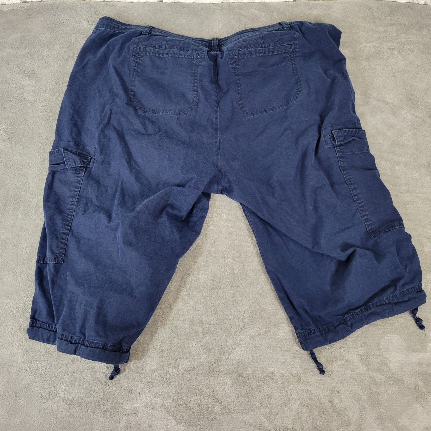 Chaps Womens Pants 16W Plus Cargo Capri Blue Zip Fly Lightweight Cotton Blend