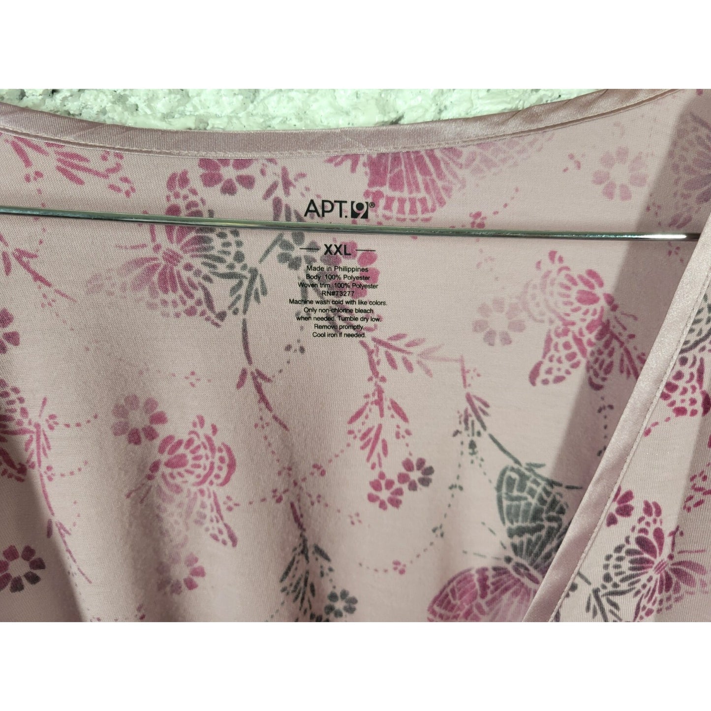 Apt 9 Intimates Womens Robe XXL Plus 3/4 Sleeve Butterflies Lavender Lightweight