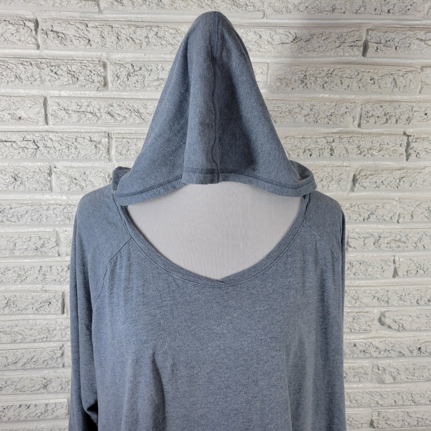 Sonoma Women's Plus Size 2X Blue 100% Cotton T-Shirt Hoodie Roll Tab Sleeve