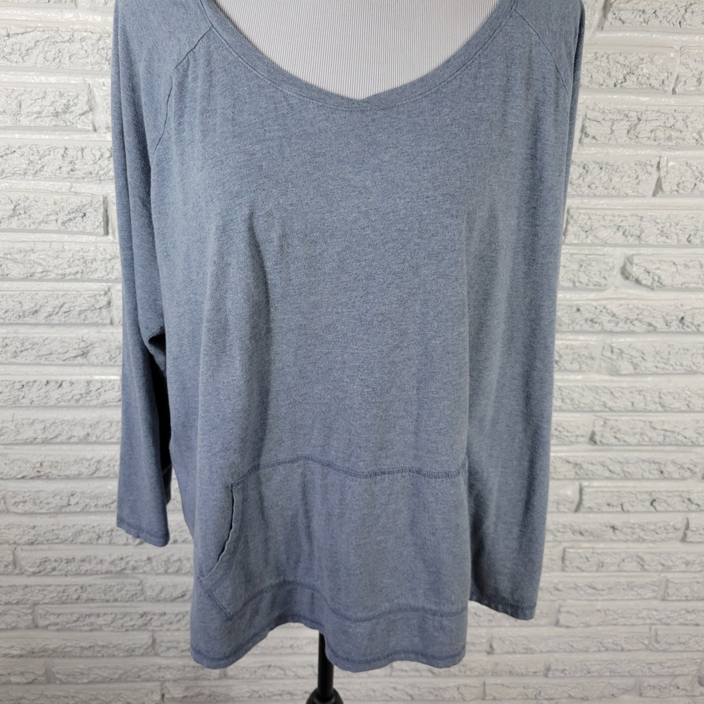 Sonoma Women's Plus Size 2X Blue 100% Cotton T-Shirt Hoodie Roll Tab Sleeve