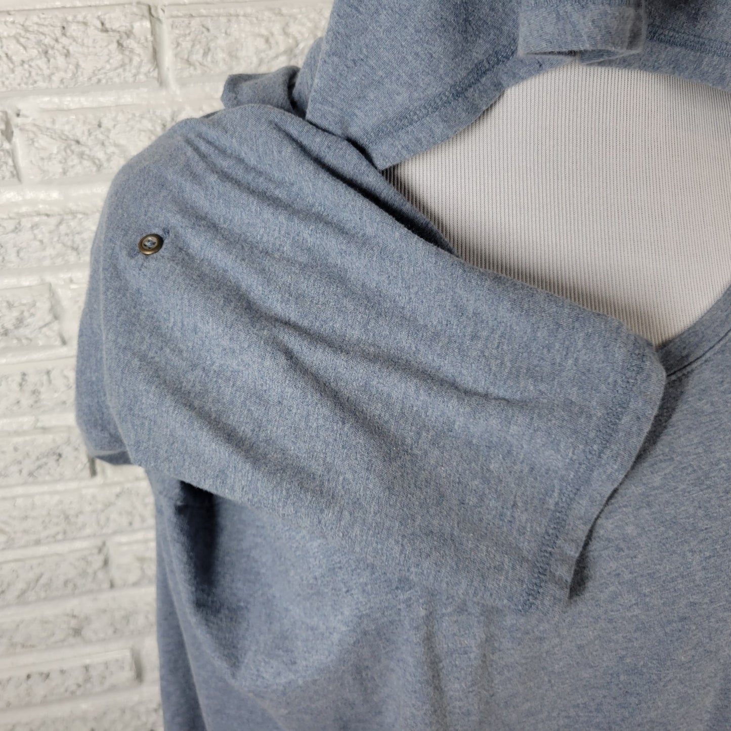 Sonoma Women's Plus Size 2X Blue 100% Cotton T-Shirt Hoodie Roll Tab Sleeve